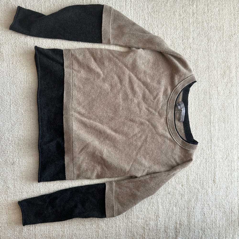 360 Cashmere Two-Tone Sweater - Black and Brown